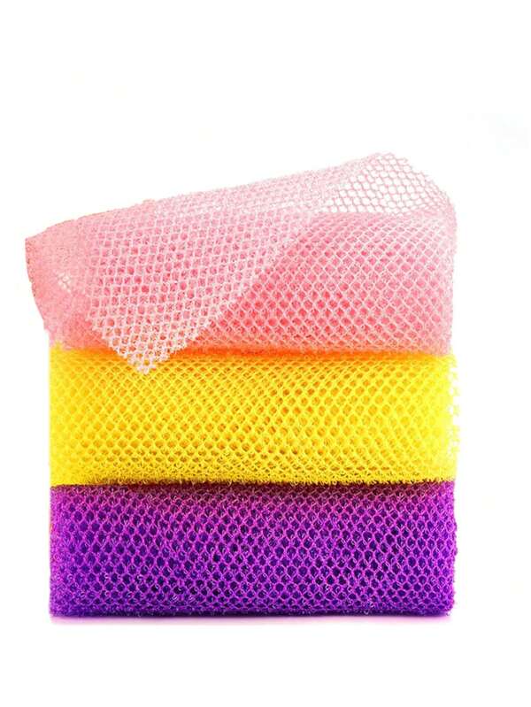 1pc African Bath Sponge - Long Mesh Body Exfoliating Sponge, Shower Scrubber For Smooth Skin (Pink, Yellow, Purple, Black) - Great Gift Idea Home Bathroom Decor Back To School