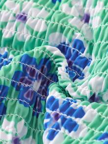 New Soft Fabric Solid & Printed Spaghetti Strap Drawstring Bikini Set, Fashionable Women Swimming Suit For Summer Beach - Green - View 6