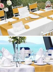 5pcs Satin Table Runner, 12 X 108 Inch, Wedding Decorative Tablecloth, Suitable For Wedding, Party, Birthday, Valentine's Day Table Decor, Can Be Tied Into Bows For Chair Covers