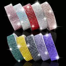 1 Yard 6 Rows Of Crystal Rhinestone Strips - Self-Adhesive, Sparkling Stickers, Suitable For DIY Art, Crafts, Wedding And Holiday Party Decoration, Car Phone Decoration, Clothing Accessories, Shoe And Hat Accessories, And Other Gift Creativity!