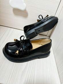 Scarpe classiche nere per bambini, da scuola/cerimonia, stile essenziale di base adatto per tutte le stagioni - nero - Visualizzare 4
