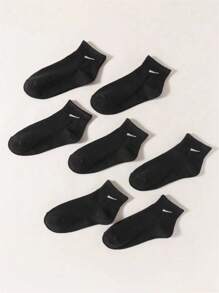 12 双黑色一击运动日常百搭男女童校园日常百搭柔软亲肤舒适透气防臭男女袜 - 黑色 - 查看 3