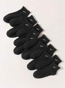 12 双黑色一击运动日常百搭男女童校园日常百搭柔软亲肤舒适透气防臭男女袜 - 黑色 - 查看 2