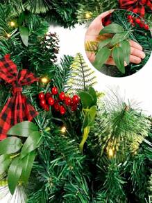 1 Pack 8.8 Ft Christmas Lighted Garland, Battery Operated Christmas Garland With Lights, Pre Lit Garland Wreath For Indoor Home Winter Holiday New Year Xmas Decorations - White - View 5