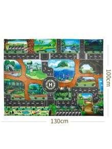 1pc, City Traffic Play Mat, Large Non-Woven Game Pad, Waterproof Moisture-Proof, Interactive Road Map For Kids Playing With Toy Cars, Room Decor, Educational Tool Christmas Gift(Random Accessories)