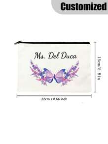 1 Stück personalisierte rosa Schmetterling & Blumen Brustkrebsbewusstsein Make-up Tasche, leichter Polyester Kosmetikbeutel, personalisierter Name, mit Reißverschluss, Reise-Toilettenartikel Organizer, modisches Geschenk für sie, maschinenwaschbar, weiß, Schulmaterial, für Lehrergeschenke, für Universität, für Kollegen, für Studentenwohnheime, für Lehrer, für Jungen und Mädchen, für Teenager, Schüler der Sekundarstufe I, Schüler der Sekundarstufe II, Studenten, Erstsemester, Zweitsemester, Unterstufenschüler - Beige - Übersicht 5