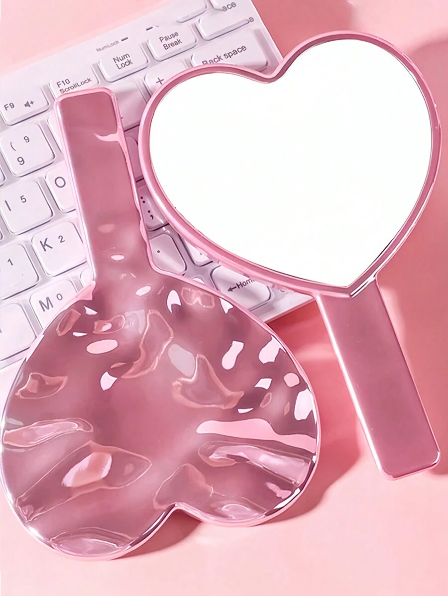 1 Peça Espelho Portátil Ondulado com Revestimento Eletrolítico em Formato de Coração, Espelho Fofo e Compacto de Alta Definição para Meninas, Maquiagem, Barato, Decoração de Quarto, Penteadeira, Viagem, Quarto, Acessórios de Maquiagem, Espelho, Espelho de Penteadeira, Mini Espelho, Espelho Compacto, Espelho Pequeno, Espelho de Mão, Barato, Enfeites de Meia, Maquiagem, Ferramentas de Maquiagem, Coisas Baratas, Presentes, Presentes para Mulheres, Presentes de Natal