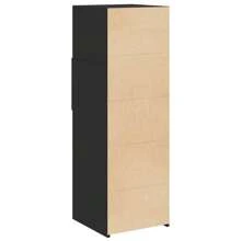 Highboard Storage Cabinet 40x42 5x124 Cm Engineered Wood Modern Design Black Finish - Black - View 5