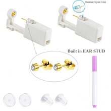2 Packs Ear Piercing Kit,Disposable Ear Piercing Gun With Built In Cubic Zirconia Ear Stud, At Home Self Ear Piercer Kit - White - View 19