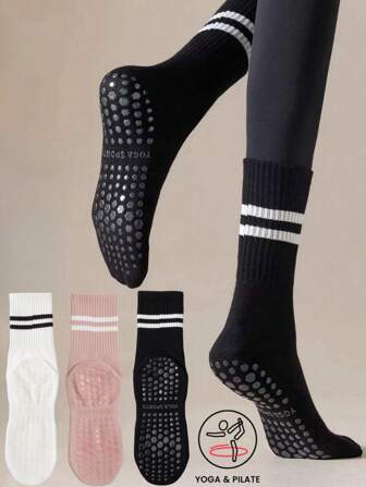 1 双/2 双普拉提防滑袜、女士普拉提防滑袜、普拉提粘袜、带抓地力的瑜伽桶袜、黑白粉色运动袜