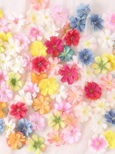 50pcs/20pcs Artificial Cherry Blossom Head Artificial Flower Wedding Party Shoes And Hats DIY Wreath Decoration, Bulk Mini Flowers For Crafts Artificial Flower Head Gifts Birthday Graduation