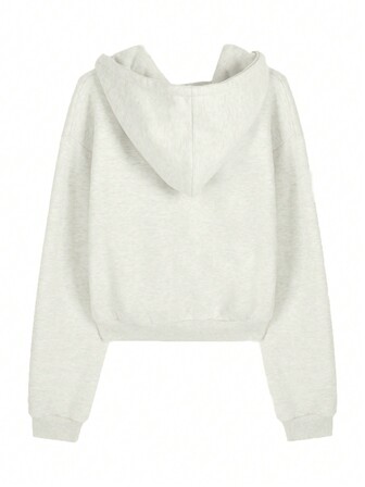 Enfärgad tröja med dragkedja framtill för kvinnor, långärmade toppar