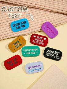 1pc Custom Text Pin Badge, Personalised Design Your Rectangle Enamel Pin, Customised Pin Badge, Personalised Shape Enamel Pin With Text, Bespoke, Resined Gift Stocking Stuffer, Filler, Secret Santa, School Shield, Prefect, Award, Letter Box Gift, Pocket Hug, Birthday Gift, Anniversary Gift, Memorial Gift, Gift For Girlfriend, Gift For Mom/Dad - Style-1 - View 1