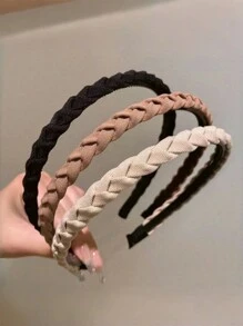 1件/3件装简约编织发带，女士秋冬发饰，时尚头巾，发箍，发圈头饰 - 彩色 - 查看 7