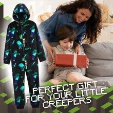 Minecraft Fleece Onesie Hooded Pyjama Gift Gamers - Multicolor - View 2