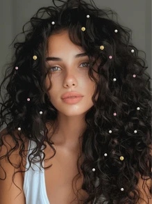 5pcs Multicolor Purchase Products DIY Faux Pearl Stickers Self Adhesive Decorative Stickers Acrylic Shiny Crystal Gem Stickers Can Be Pasted On The Face, Hair, Eyes, Mouth, Cosmetics, Nails, Body, Crafts ,Hair Styling Tools Hair Accessories - Multicolor - View 2