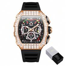 ONOLA Fashion Brand Waterproof Mechanical Watch Automatic Movement Men Luxury Watch Men Wristwatches Diamond Watch Men - màu đen - Xem 5