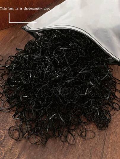 1000个/50个装 简约高品质黑色发圈，时尚百搭优雅发绳，适合日常发型、马尾辫、化妆、搭配服装等，可作发圈、发绳、发饰、健身运动跑步服饰橡皮筋、美容家居发饰。
