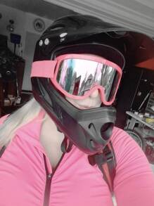 1 Pair Large Ski Goggles, White/black/silver Coating Reflective Pc Explosion-proof Lenses, Breathable Ventilation Holes, Windproof & Sandproof Outdoor Eye Mask With Adjustable Strap For Gliding Sports, Motorcycle Riding, Sand Splatter Protection, Four Seasons, Cleaning Cloth Included - Baby Pink - View 7