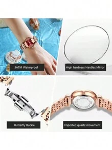 CTPOR 1 Đồng hồ nữ vỏ lục giác Ruby chống nước 50m kim dạ quang đính đá Rhinestone ScaleF thời trang thường ngày bằng vàng hồng dây đeo bằng thép không gỉ quà tặng ngày lễ tình nhân quà tặng sinh nhật tỏ tình chị gái mẹ nhập khẩu từ Nhật Bản bộ máy thạch anh những vật dụng cần thiết cho ngày tựu trường - Đỏ - Xem 3