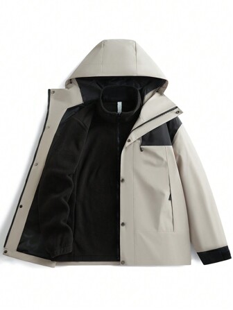 3-In-1 Winter Outdoor Sport Men Windproof Waterproof Jacket, Removable Lining, Suitable For Skiing & Mountaineering