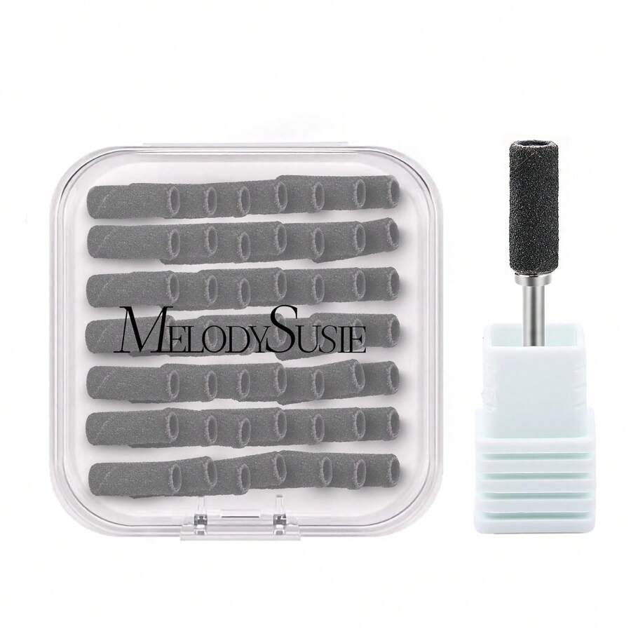 MelodySusie 50 Pcs Nail Drill Bits Small Sanding Bands With 3.1mm Mandrel Bit Nail Supplies, 240 Grit Nail File For Acrylic Nails Gel Manicures And Pedicure, Black - 240 粒度 - 黑色 - 查看 1
