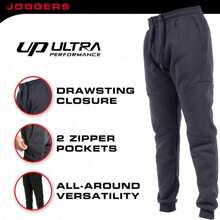 3 Pack Fleece Active Tech Joggers For Men, Mens Sweatpants With Zipper Pockets - Green Camo / Charcoal / Black - View 2