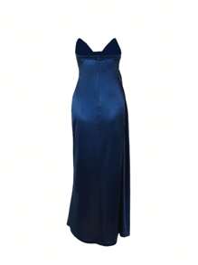 Vestido de mujer WOWDARK con escote profundo en V, cintura con lazo y abertura alta, para otoño, fiesta, gala, formal, invitada de boda
