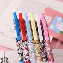 Sanrio 6 Packs Sanrio Full Set Of Neutral Ballpoint Pens Student Multi-Function Button Journal Pen 0.5 Mm Kawaii Style Needle And Line Gel Pen - Stationery Pink, Learning Toys, Multiple Appearance Pens,Back To School