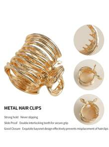 3 件/1 件时尚金属水晶发夹，适合女士，黑色/金色/银色优雅发饰，适合日常、休闲、派对、通勤、度假、洗脸、化妆、马尾辫、服装搭配发夹爪夹发夹发夹发夹接发夹，学校用品，大学秋冬