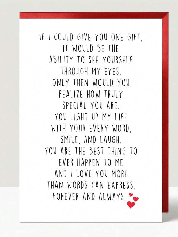 1pc Romantic Love Card - Greeting Card For Valentine's Day, Anniversary, And Special Occasions - Sweet Sentiment For Him Or Her, GF Or BF, With Heartfelt Message And Beautiful Design
