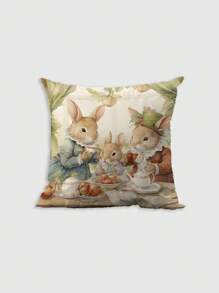 4 件/1 件兔子茶会轻松舒适。短毛绒枕套舒适柔软。印花枕套适用于沙发、卧室、客厅、家居装饰和房间装饰 - 彩色 - 查看 11