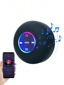 Mini Bocina Bluetooth para Ducha Altavoz Portátil Manos Libres IPX4 Impermeable Baño Luz RGB Micrófono incorporado - Negro - Ver 2
