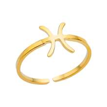 1pc 12 Zodiac Sign Ring, Unisex, 18K Gold Plated Stainless Steel Adjustable Open Ring, Fashion Jewelry Accessory, Birthday Gift - Yellow Gold - View 19