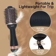Hot Hair Dryer Brus,Hot Air Brush In One With Oval Barrel,Suitable For Various Hairstyles,Making Hair Smooth And Not Frizzy(2-In-1) - 查看 3
