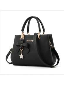 女士手提包，PU皮革拉链托特包，蝴蝶吊坠斜挎包，礼品 - 彩色 - 查看 10