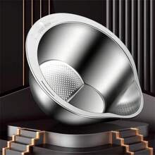 Cesta de acero inoxidable para lavar arroz - Colador multiusos para drenar y escurrir frutas, verduras y granos - Accesorio de cocina esencial, accesorios de cocina, un regalo imprescindible de herramientas de cocina para chefs en el hogar, almacenamiento ahorrador de espacio para organizadores de cocina, idea de regalo de cocina navideña - Multicolor - Ver 4