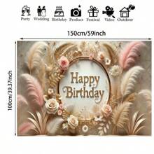 1 pièce Bannière en polyester "Joyeux anniversaire", décoration de fond de fête d'extérieur et d'intérieur, pas besoin d'électricité, décoration de jardin de festival, accessoire de célébration