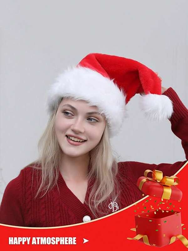 1 pièce Bonnet de Père Noël, Bonnet de Père Noël, Chapeau de fête de Noël pour adulte, Bonnet de Père Noël en peluche super doux, Convient pour les fêtes de Noël et du Nouvel An