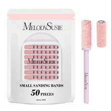 MelodySusie 50 Pcs Nail Drill Bits Small Sanding Bands With 3.1mm Mandrel Bit, Nail Tech Must Haves 180 Grit Nail File For Acrylic Nails Gel Manicures And Pedicure, Pink - 80 Grit - Hồng - Xem 12