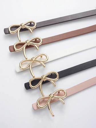 Justerbara modebälten för tjejer, elegant gyllene rosettspänne, Y2K Sweet Style-bälte, perfekt för vardagligt arbete eller presenter