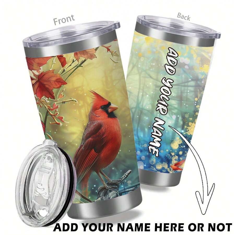 1 件 20 盎司个性化玻璃杯 DIY 带名字文字，不锈钢定制旅行玻璃杯，带有特殊鸟类照片设计，带盖和吸管的隔热双层玻璃杯，使用家人、夫妻、孩子、朋友、宠物的名字的保冷隔热夏季咖啡水瓶，妻子送给丈夫的个性化礼物，生日礼物，女儿儿子孩子在父亲节送给爸爸的最佳礼物，定制咖啡杯，带有最佳爸爸文字的咖啡杯