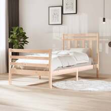 Solid Wood Bed Frame 100x200 Cm Sturdy Design No Mattress Included Elegant Sleeping Solution - Brown - View 1