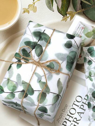 20pcs/10pcs Green Plant Wrapping Paper, Gift Wrapping Paper, Art Paper, Party Decoration, Birthday Wedding Decoration, Bouquet Supplies, Gift Wrapping Paper, Flower Wrapping Paper, Gift Packaging, Wedding Packaging, Decoration For Any Occasion