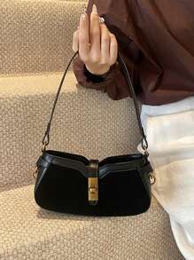Bolso de mano Mini de Bloque de Color de Moda, Nuevo Estilo Versátil de Mujer para Usar al Hombro/Cruzado/Debajo del Brazo