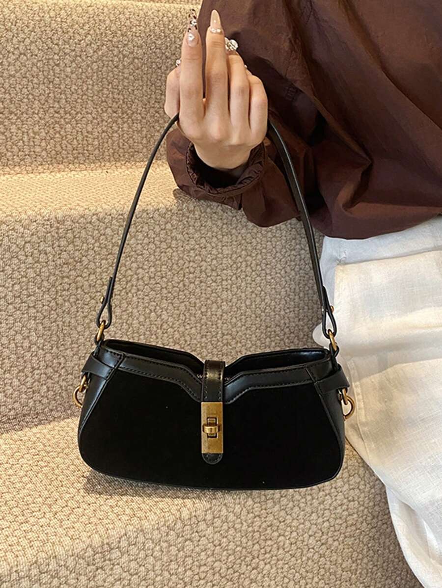Bolso de mano Mini de Bloque de Color de Moda, Nuevo Estilo Versátil de Mujer para Usar al Hombro/Cruzado/Debajo del Brazo
