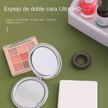 Tumey Brand, 1pc Creative Makeup Mirror With Sequin Decoration, Portable Double-Sided Round Mirror For Students, Cars - 粉色 - 查看 2