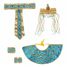 Set de accesorii pentru costume egiptene Faraon egiptean caciulă, guler egiptean, brățări pentru jocuri de rol de Halloween, cosplay