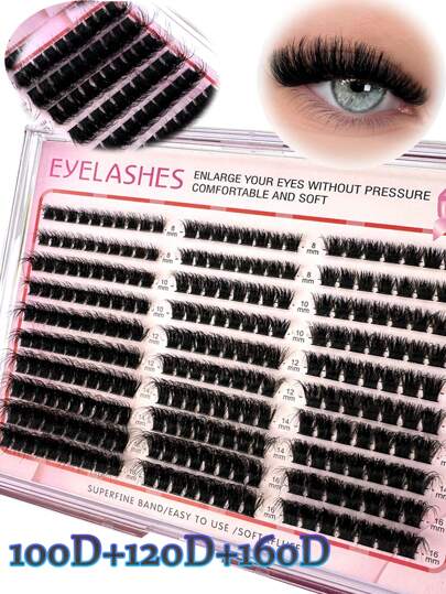 HBZGTLAD 300pcs/Set 10rows 100+120+160pcs 0.07mm Faux Mink Eyelash Extensions, 8-16mm Mixed Length, 3D Russian Volume Individual Lashes, Plastic Box, For Makeuplash Clusters,Eyelash Clusters,Individual Eyelashes,Lashes,Fake Lashes