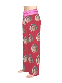 [DIY] Pantalones de pijama divertidos personalizados para mujer, personalización de foto de retrato, regalos creativos, retratos grandes y tontos de foto reemplazada, tela ligera, transpirable y suave, regalos para amigos/amantes/parejas, regalos de fiesta/cumpleaños